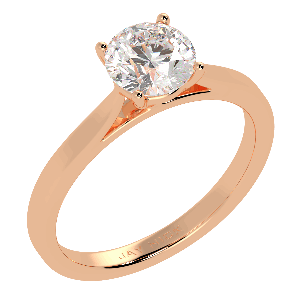 Classic Solitaire Ring Rose Gold Perspective View