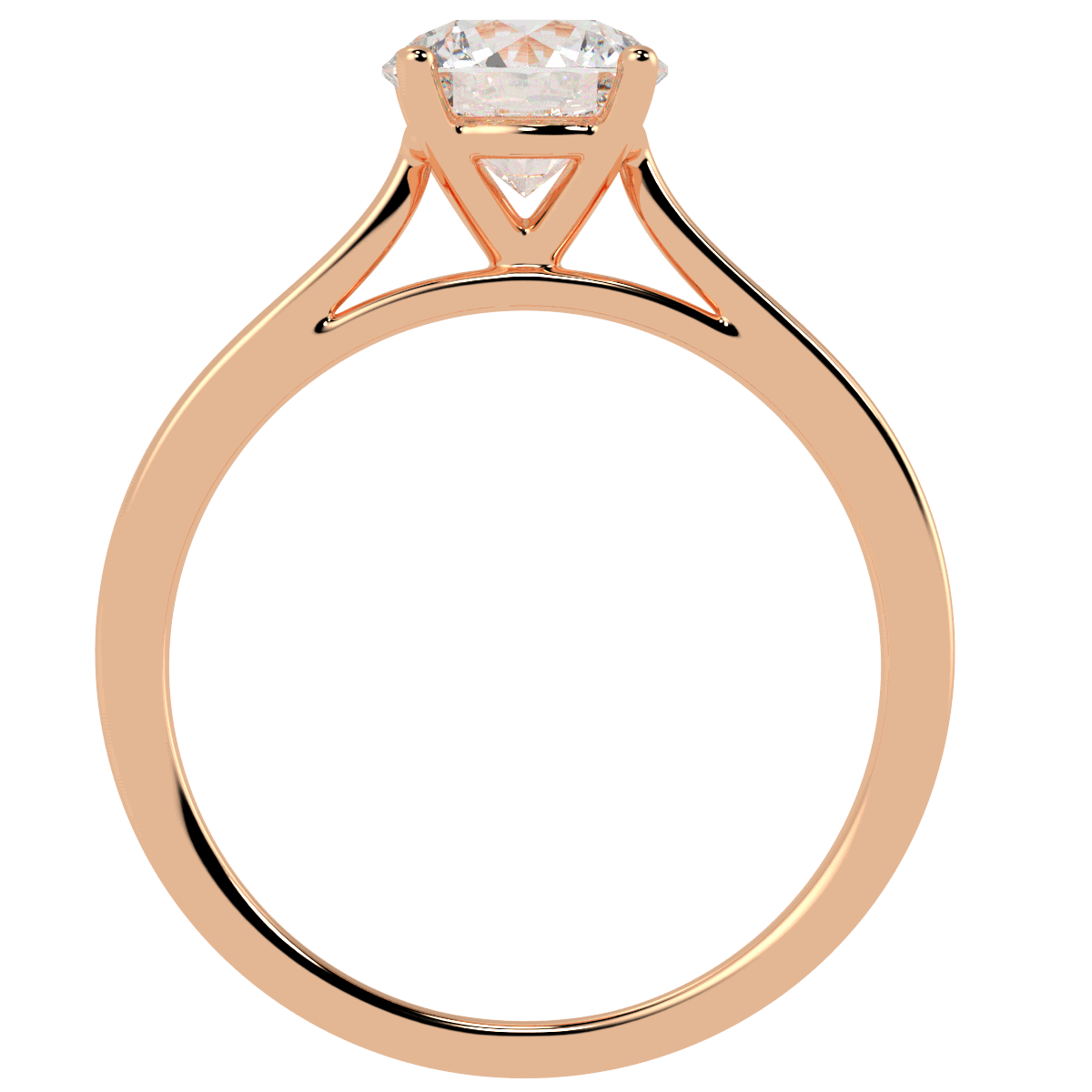 Classic Solitaire Ring Rose Gold Flat View