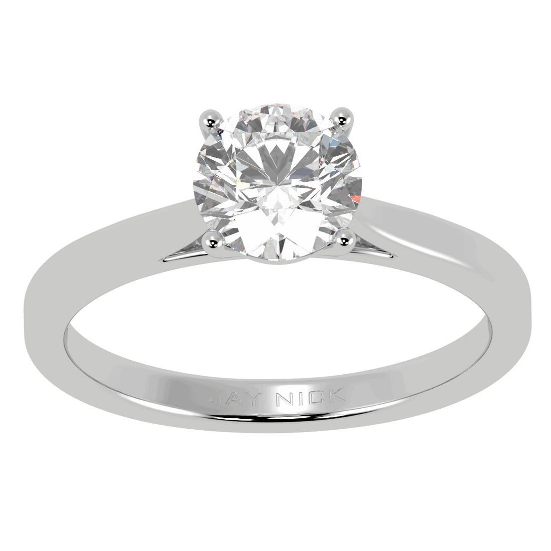 Classic Solitaire Ring White Gold Platinum Top View