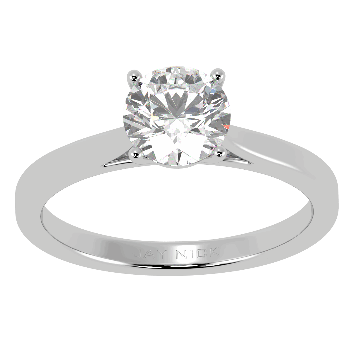 Classic Solitaire Ring White Gold Platinum Top View