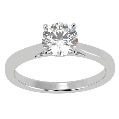 Classic Solitaire Ring White Gold Platinum Top View