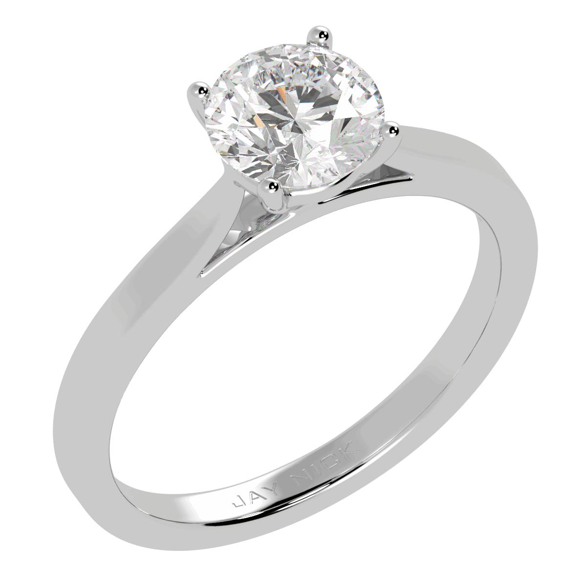 Classic Solitaire Ring White Gold Platinum Perspective View