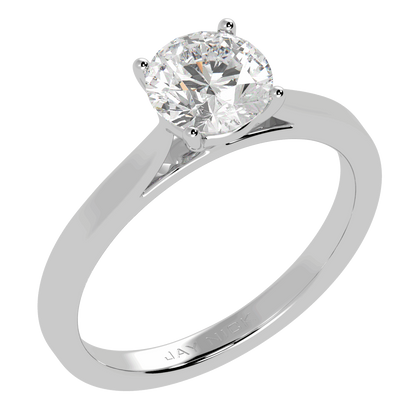 Classic Solitaire Ring White Gold Platinum Perspective View