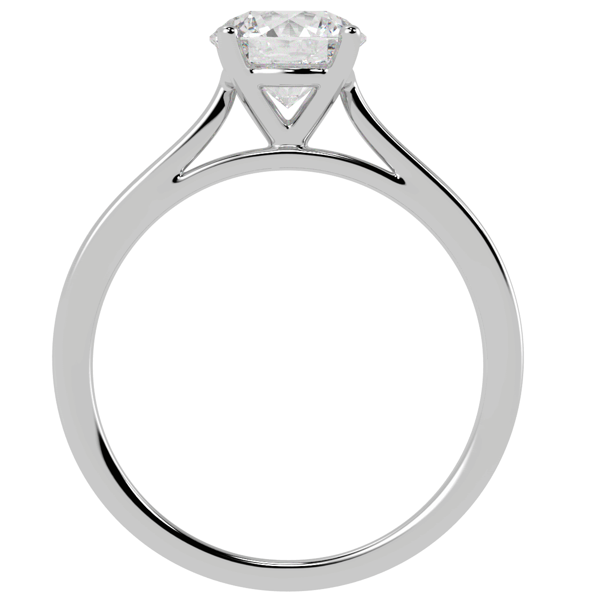 Classic Solitaire Ring White Gold Platinum Flat View