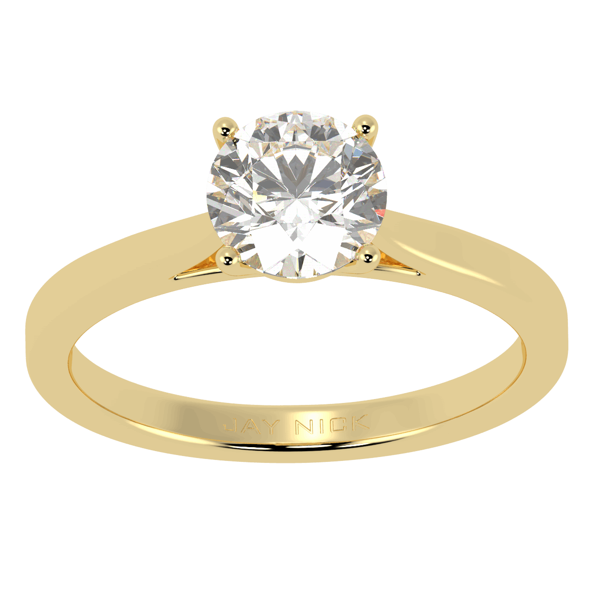 Classic Solitaire Ring Yellow Gold Top View