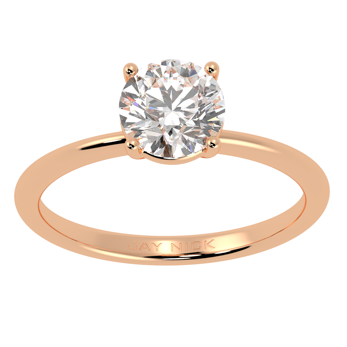 Modern Solitaire Ring Rose Gold Top View