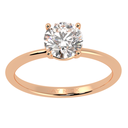 Modern Solitaire Ring Rose Gold Top View