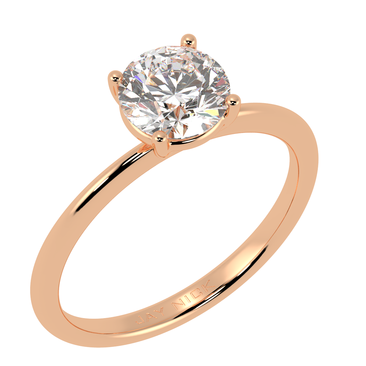 Modern Solitaire Ring Rose Gold Perspective View