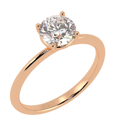 Modern Solitaire Ring Rose Gold Perspective View