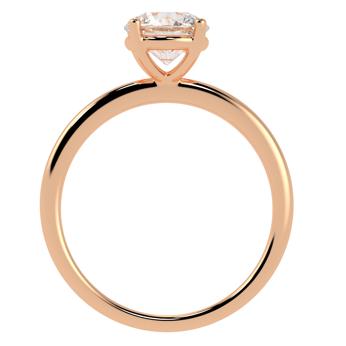 Modern Solitaire Ring Rose Gold Flat View