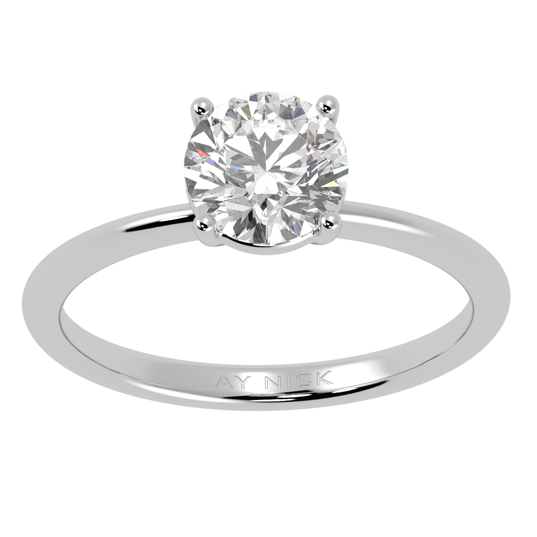 Modern Solitaire Ring White Gold Platinum Top View