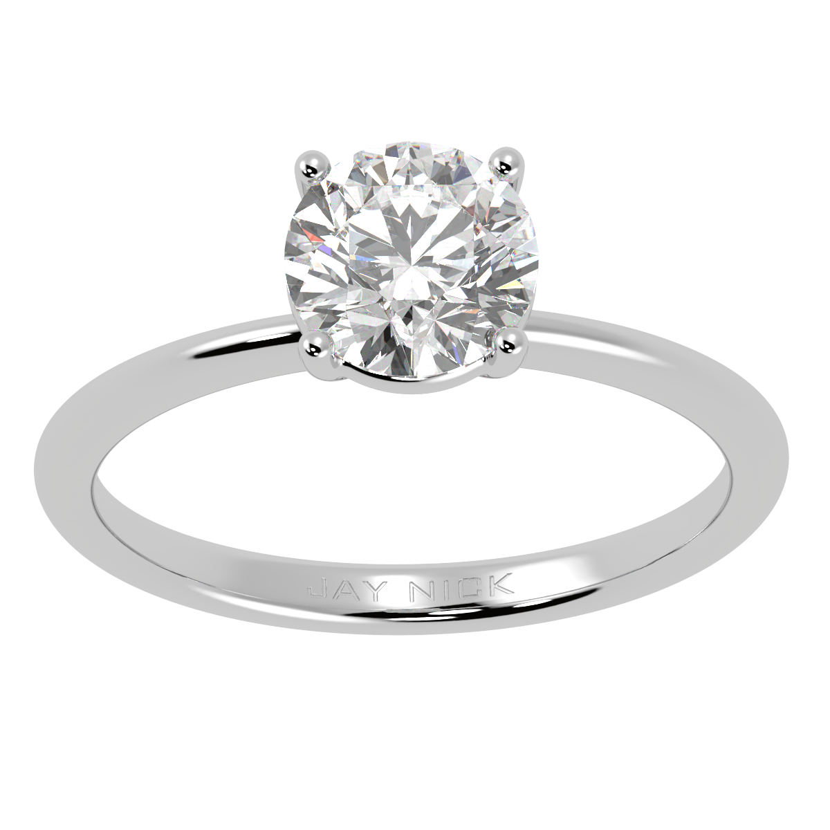 Modern Solitaire Ring White Gold Platinum Top View