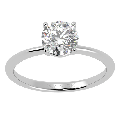 Modern Solitaire Ring White Gold Platinum Top View