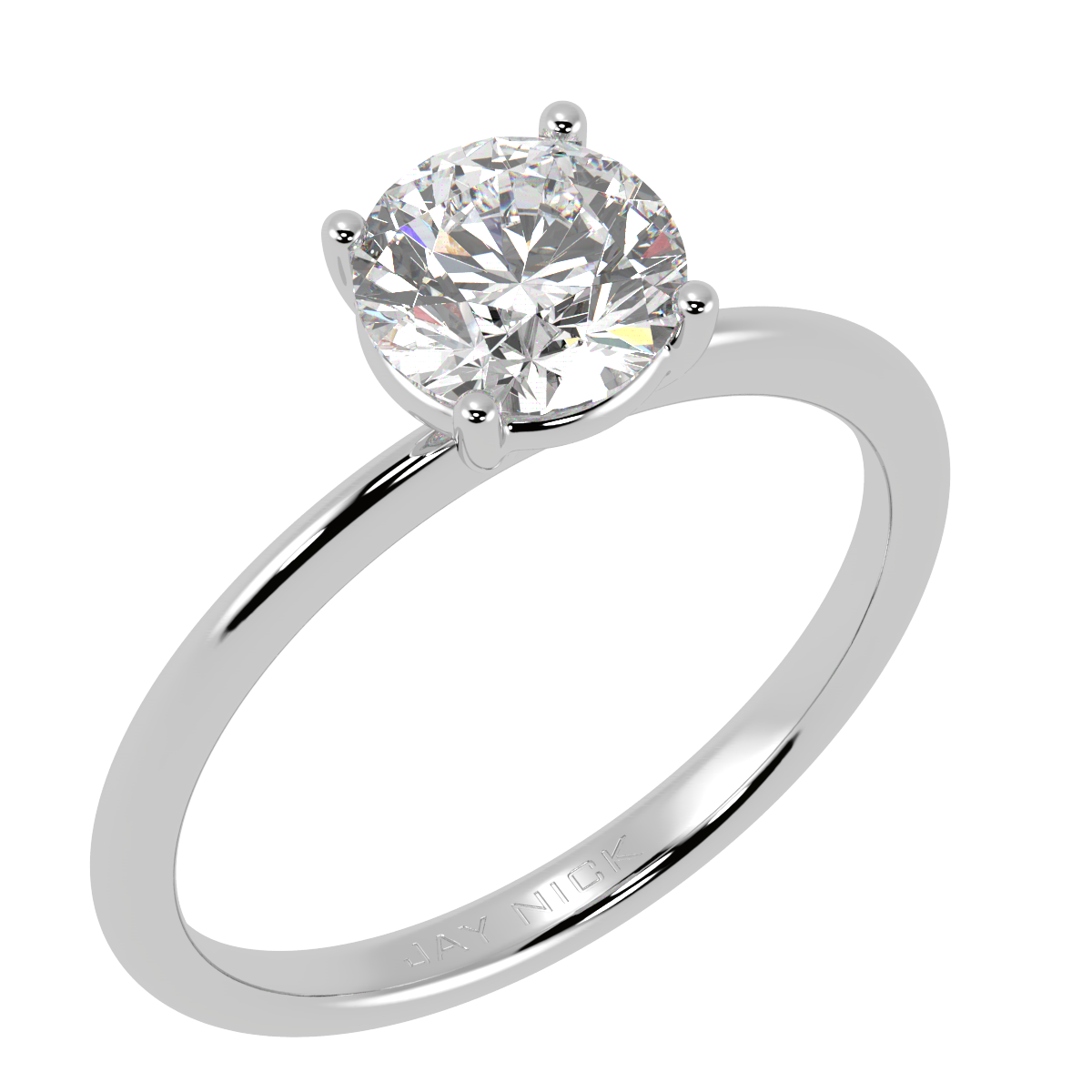 Modern Solitaire Ring White Gold Platinum Perspective View