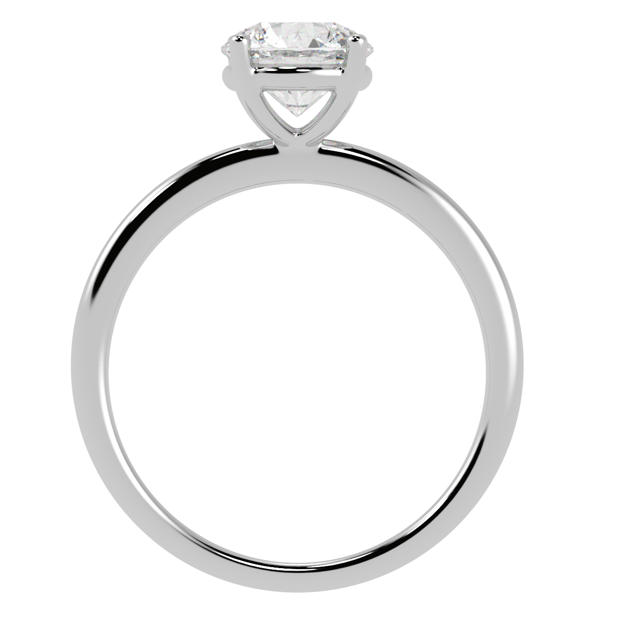 Modern Solitaire Ring White Gold Platinum Flat View