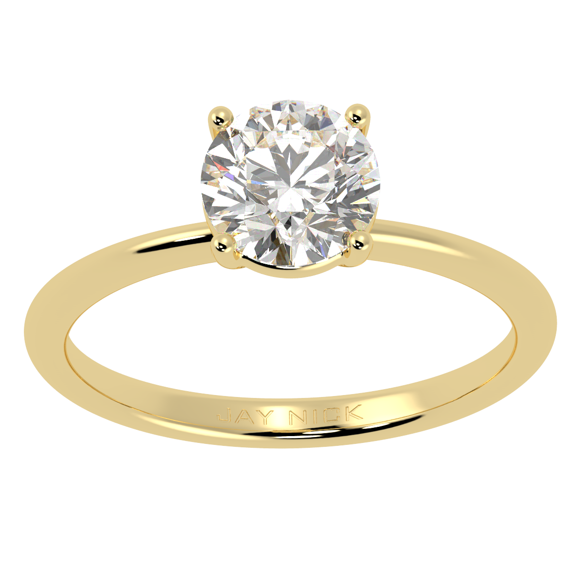 Modern Solitaire Ring Yellow Gold Top View