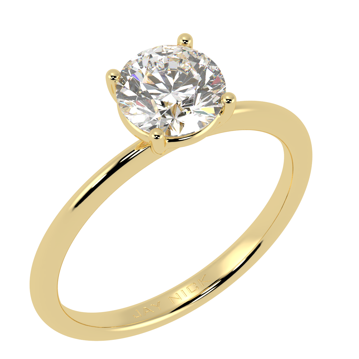 Modern Solitaire Ring Yellow Gold Perspective View