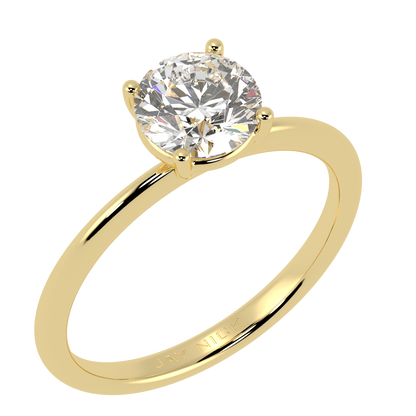 Modern Solitaire Ring Yellow Gold Perspective View