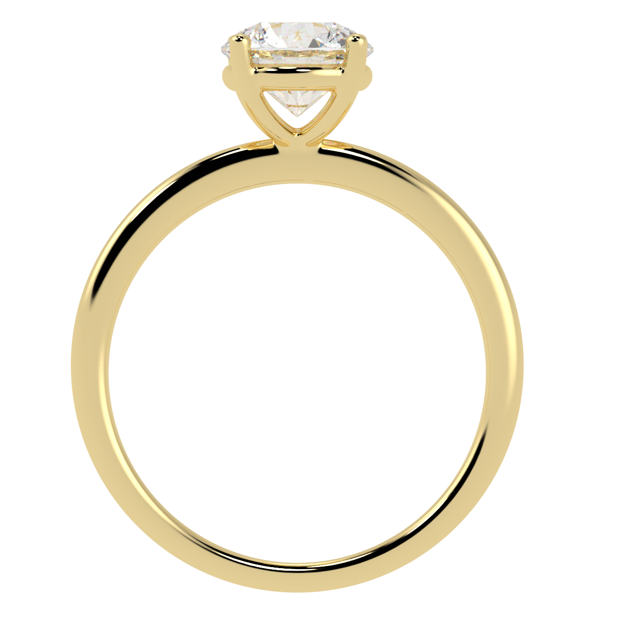 Modern Solitaire Ring Yellow Gold Flat View