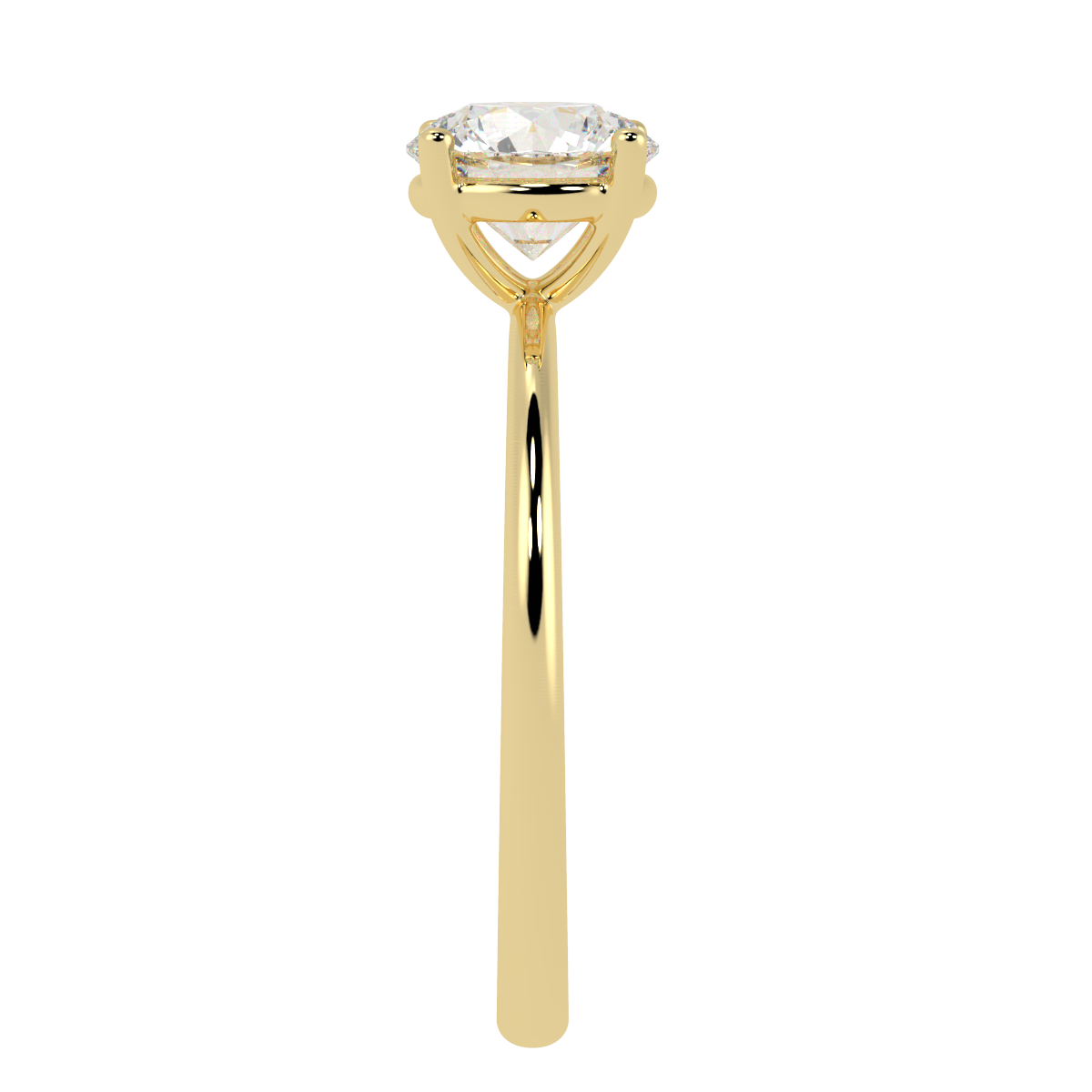 Modern Solitaire Ring Yellow Gold Side View