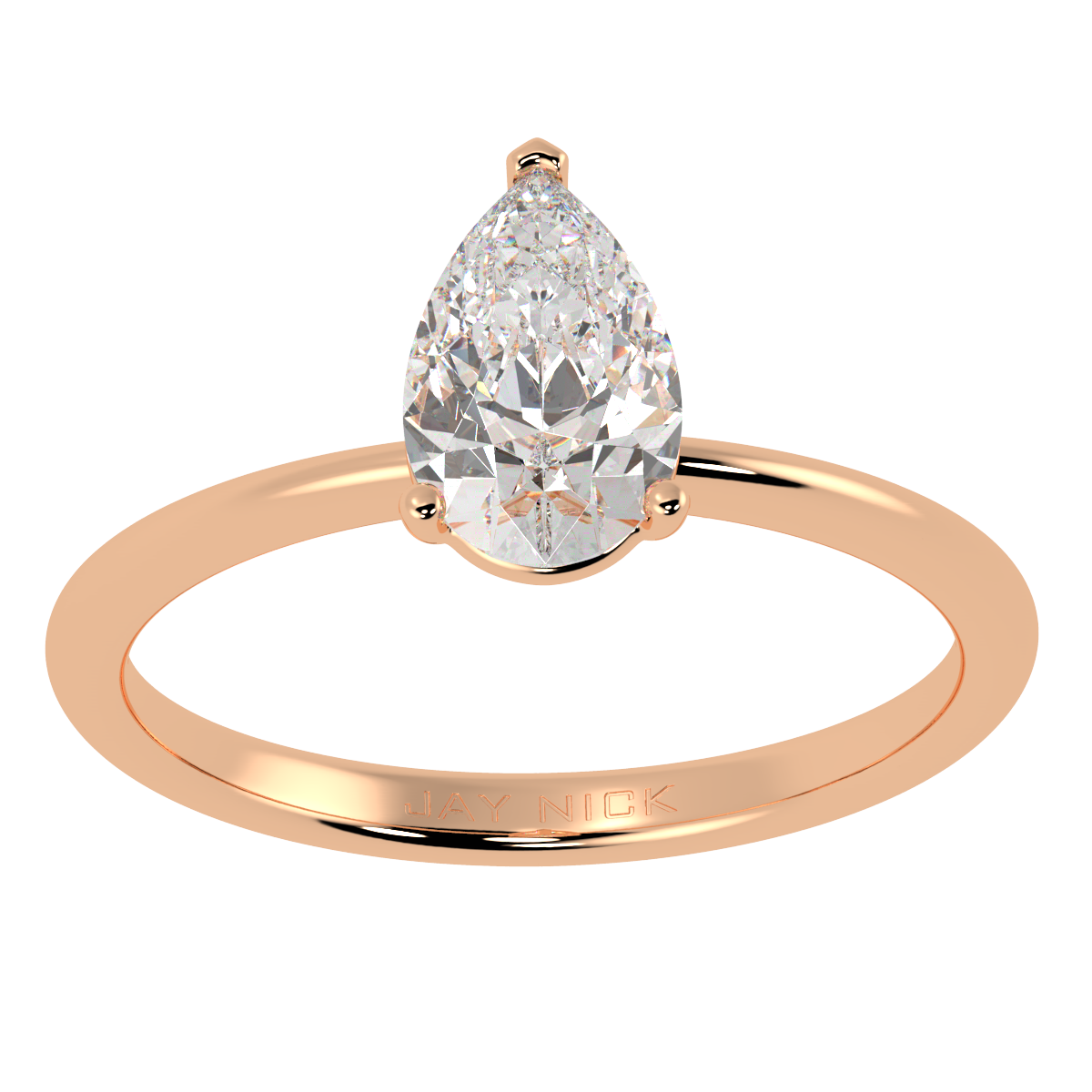 Modern Pear Cut Solitaire Ring Rose Gold Top View