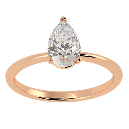 Modern Pear Cut Solitaire Ring Rose Gold Top View