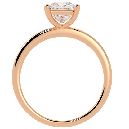 Modern Princess Cut Solitaire Ring Rose Gold Flat View