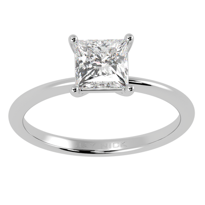 Modern Princess Cut Solitaire Ring White Gold Platinum Top View