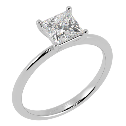 Modern Princess Cut Solitaire Ring White Gold Platinum Perspective View