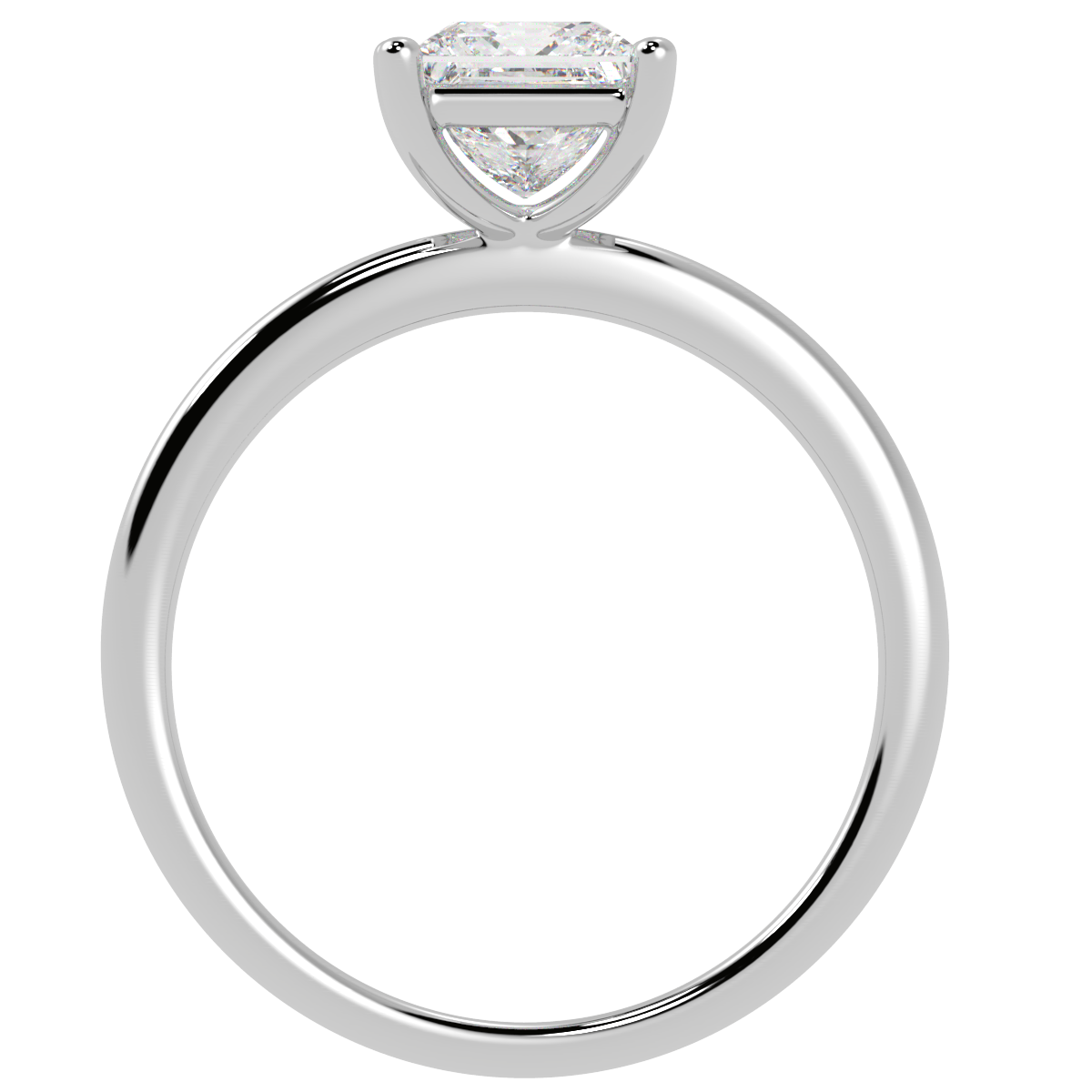 Modern Princess Cut Solitaire Ring White Gold Platinum Flat View