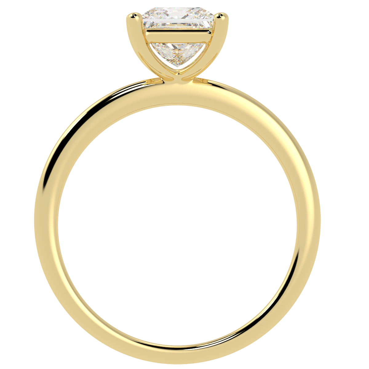 Modern Princess Cut Solitaire Ring Yellow Gold Flat View