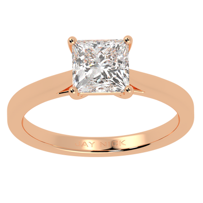 Princess Cut Solitaire Ring Rose Gold Top View