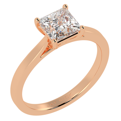 Princess Cut Solitaire Ring Rose Gold Perspective View