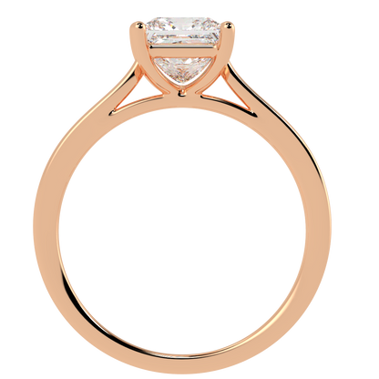 Princess Cut Solitaire Ring Rose Gold Flat View