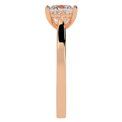 Princess Cut Solitaire Ring Rose Gold Side View