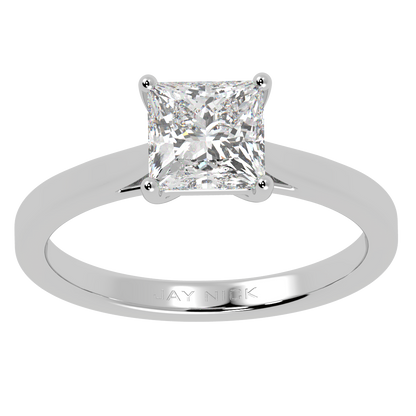 Princess Cut Solitaire Ring White Gold Platinum Top View