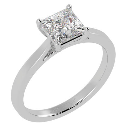 Princess Cut Solitaire Ring White Gold Platinum Perspective View