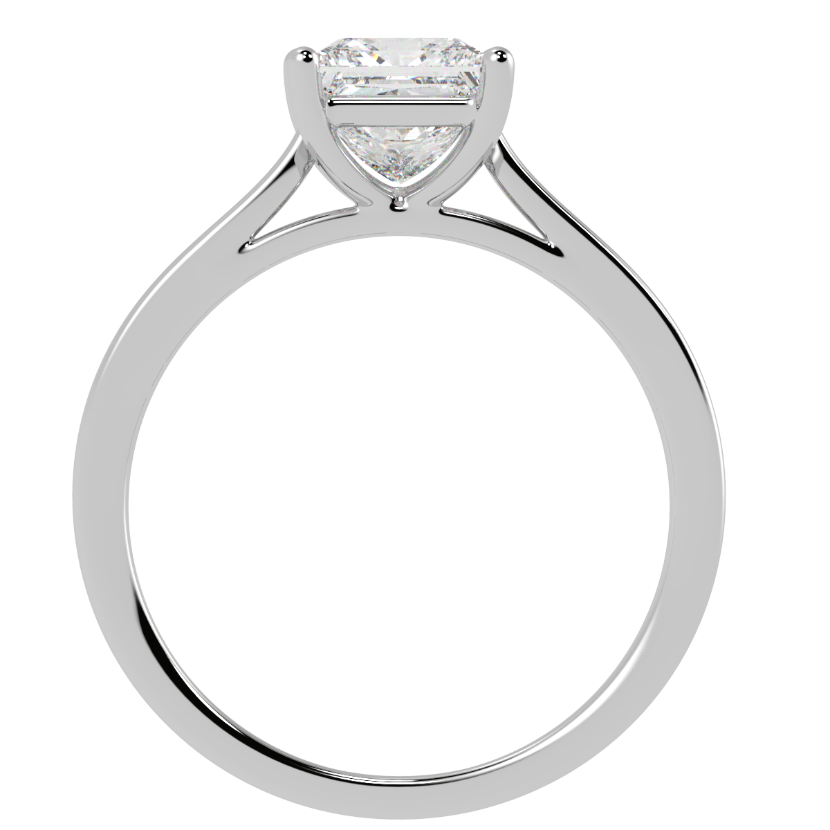 Princess Cut Solitaire Ring White Gold Platinum Flat View