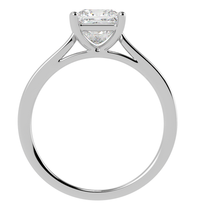 Princess Cut Solitaire Ring White Gold Platinum Flat View