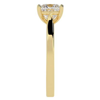 Princess Cut Solitaire Ring Yellow Gold Side View