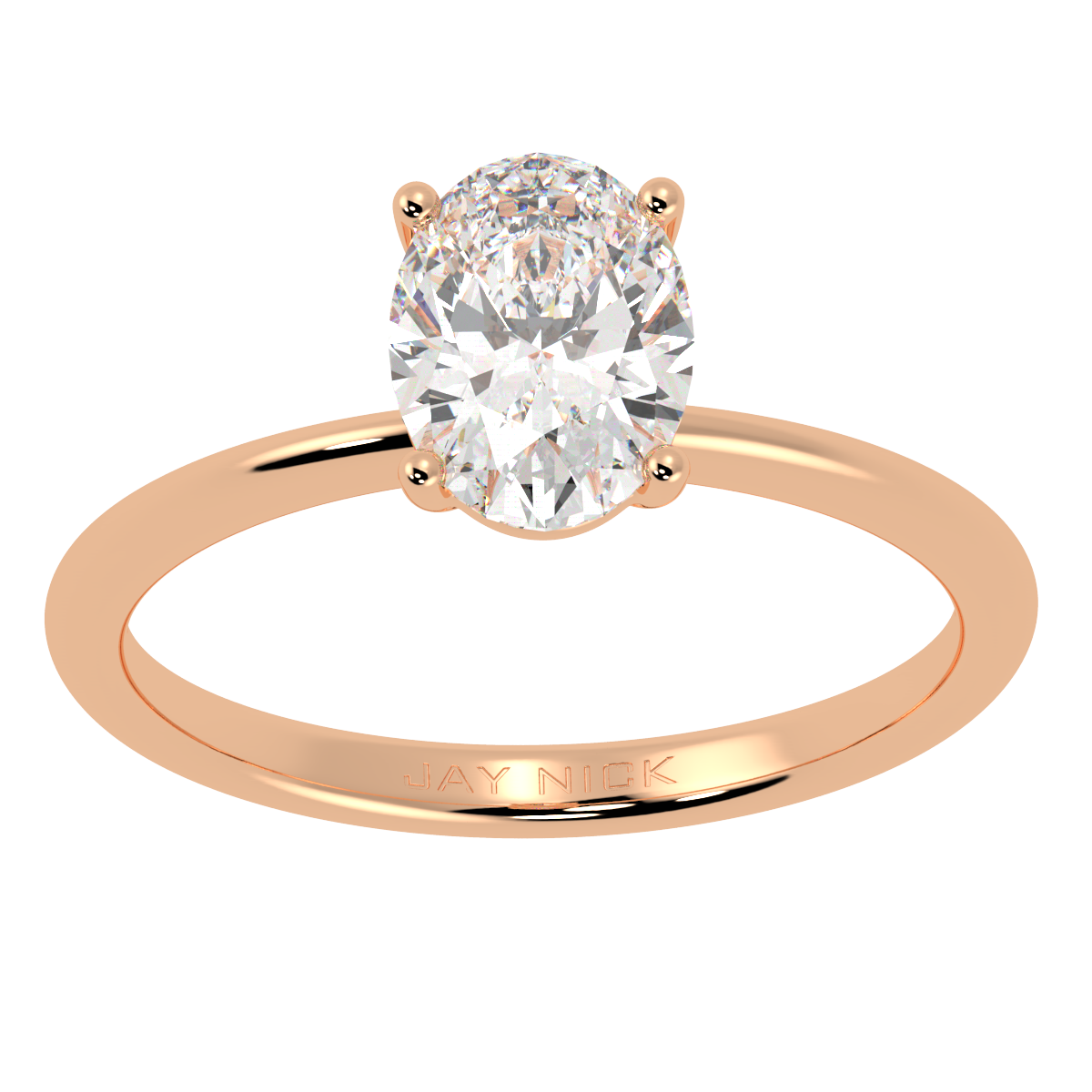 Modern Oval Cut Solitaire Ring Rose Gold Top View