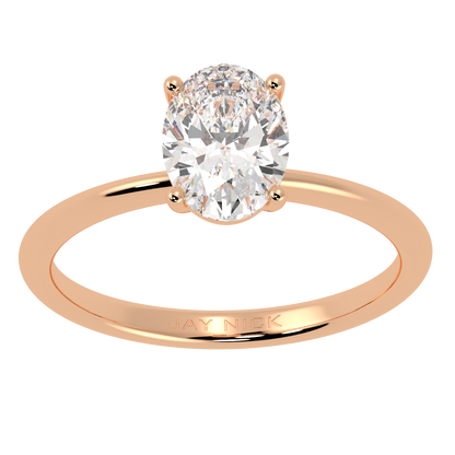 Modern Oval Cut Solitaire Ring Rose Gold Top View