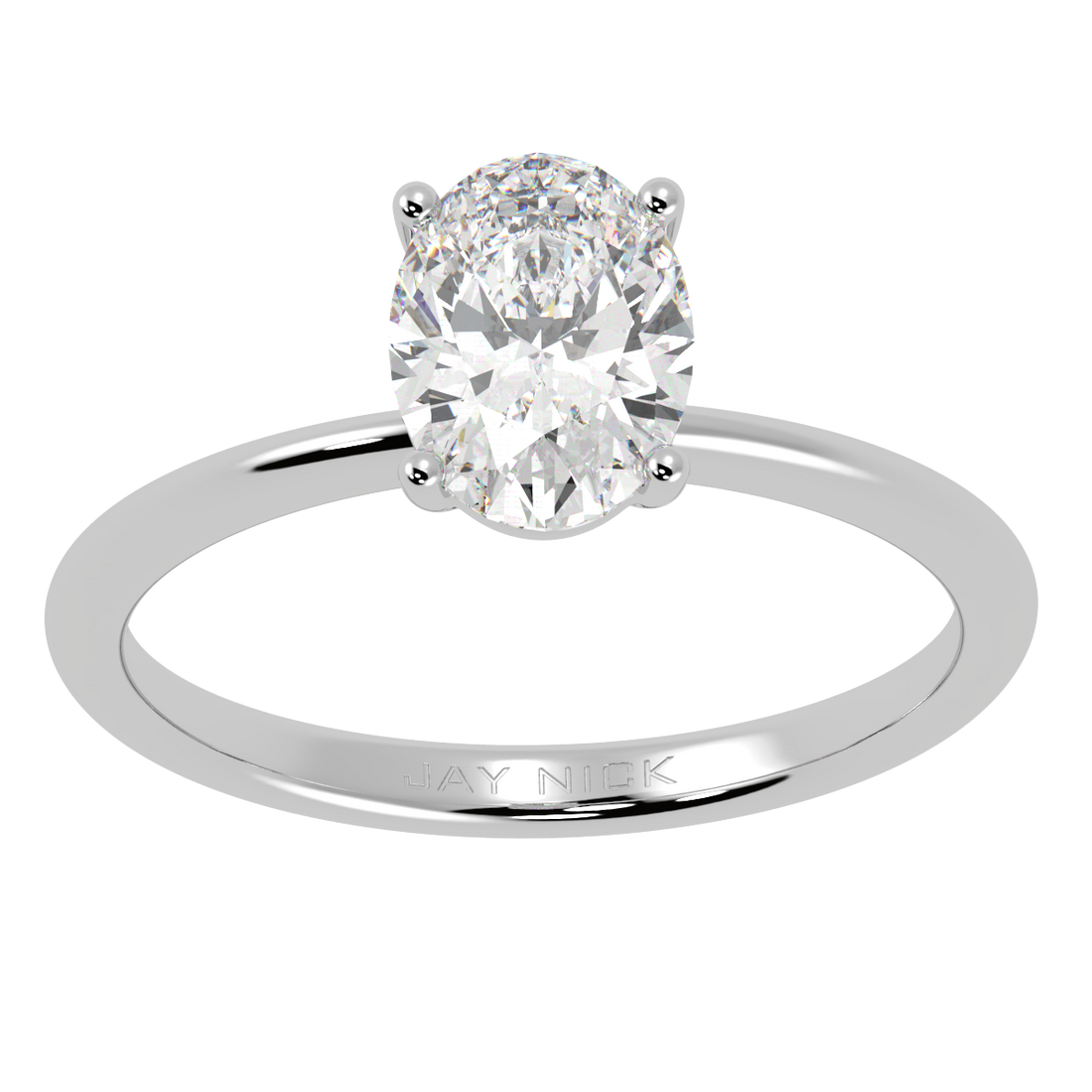 Modern Oval Cut Solitaire Ring White Gold Platinum Top View