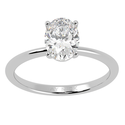 Modern Oval Cut Solitaire Ring White Gold Platinum Top View