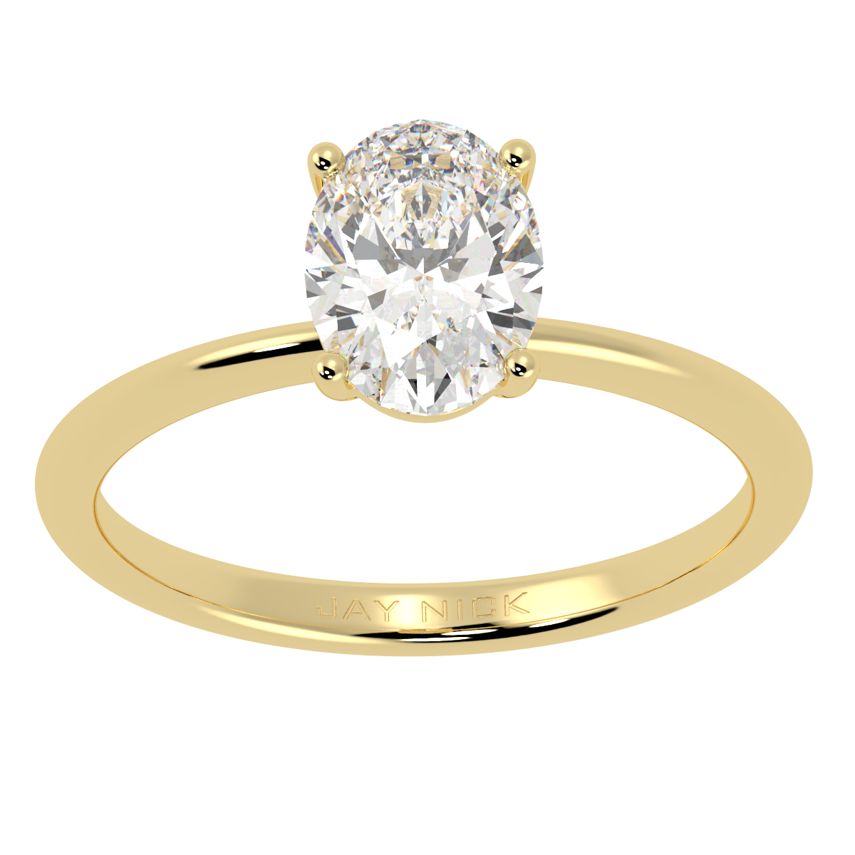 Modern Oval Cut Solitaire Ring Yellow Gold Top View