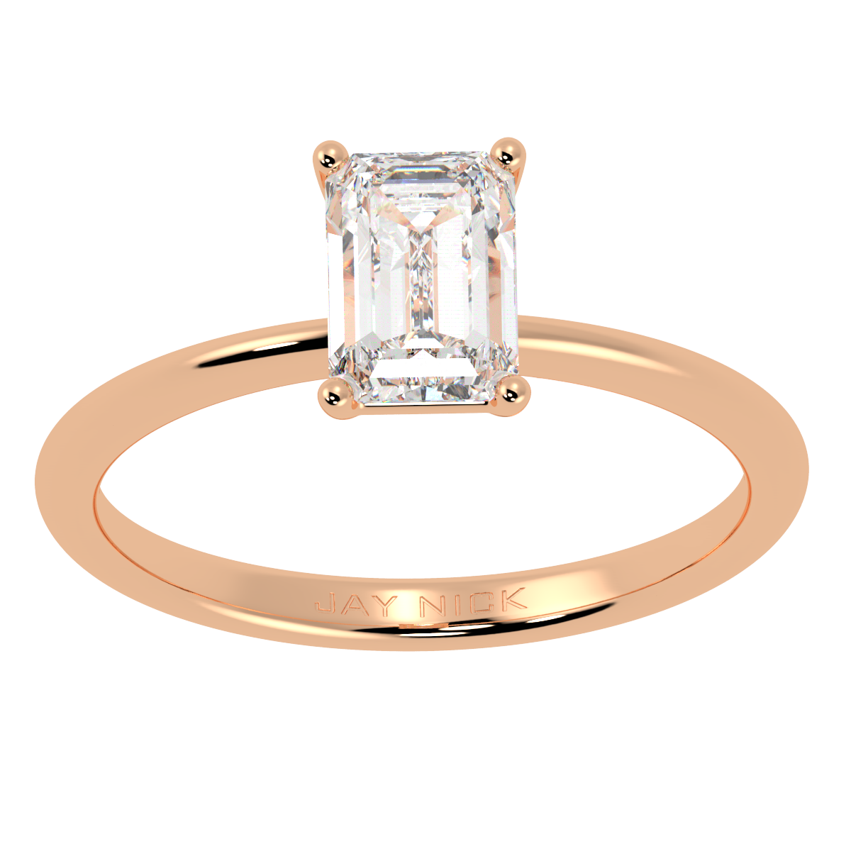 Modern Emerald Cut Solitaire Ring Rose Gold Top View