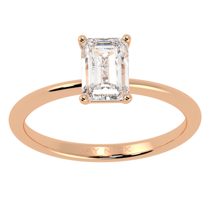 Modern Emerald Cut Solitaire Ring Rose Gold Top View