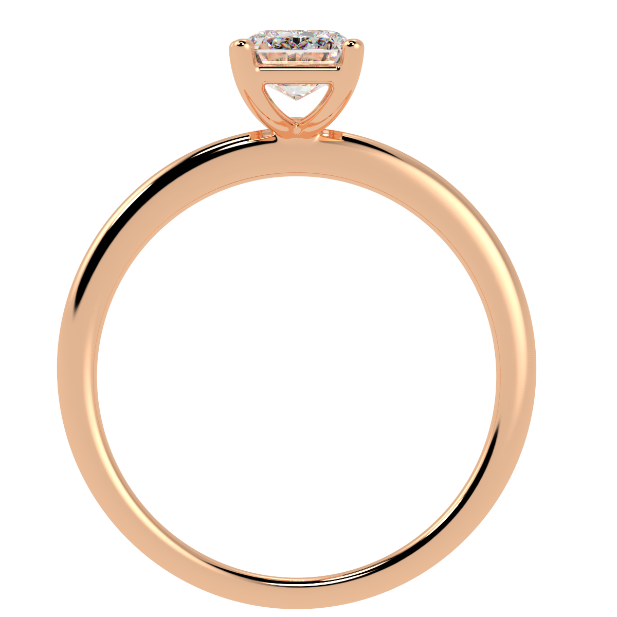 Modern Emerald Cut Solitaire Ring Rose Gold Flat View