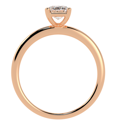 Modern Emerald Cut Solitaire Ring Rose Gold Flat View