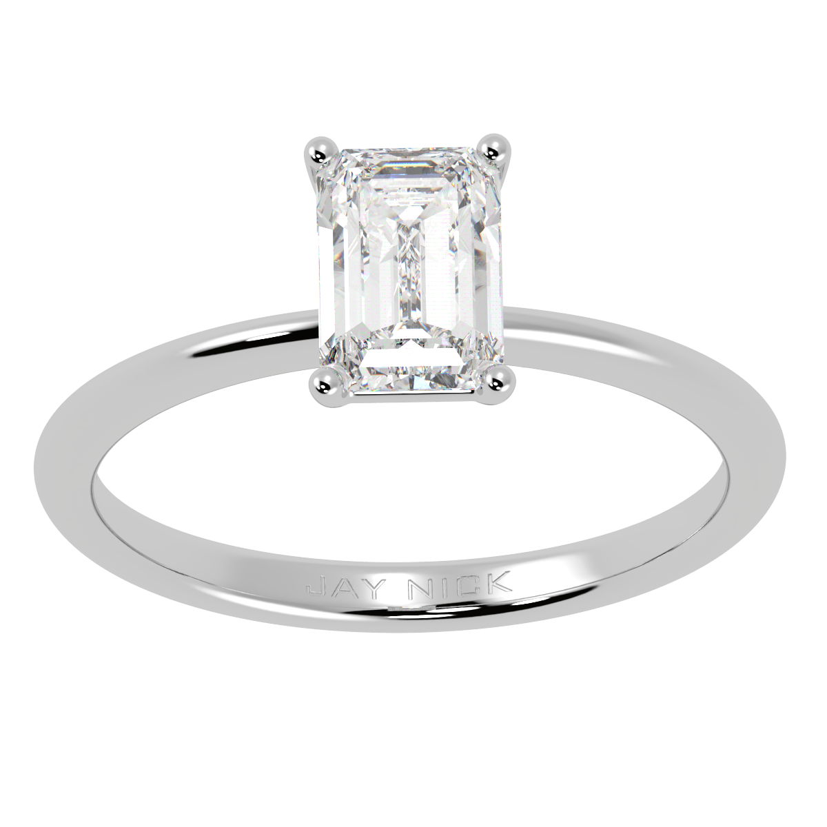 Modern Emerald Cut Solitaire Ring White Gold Platinum Top View